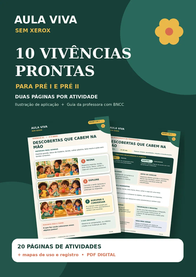 Capa real do PDF: Aula Viva, 10 vivências prontas e 20 páginas de atividades
